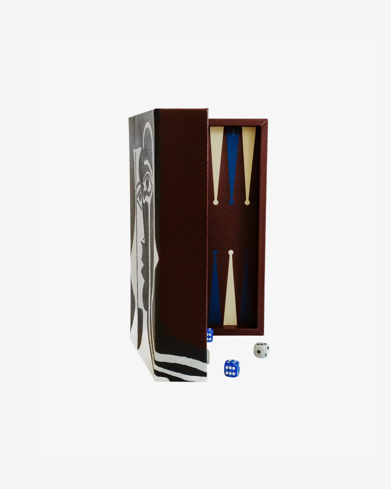 Hand-Painted Leather Booklet Backgammon