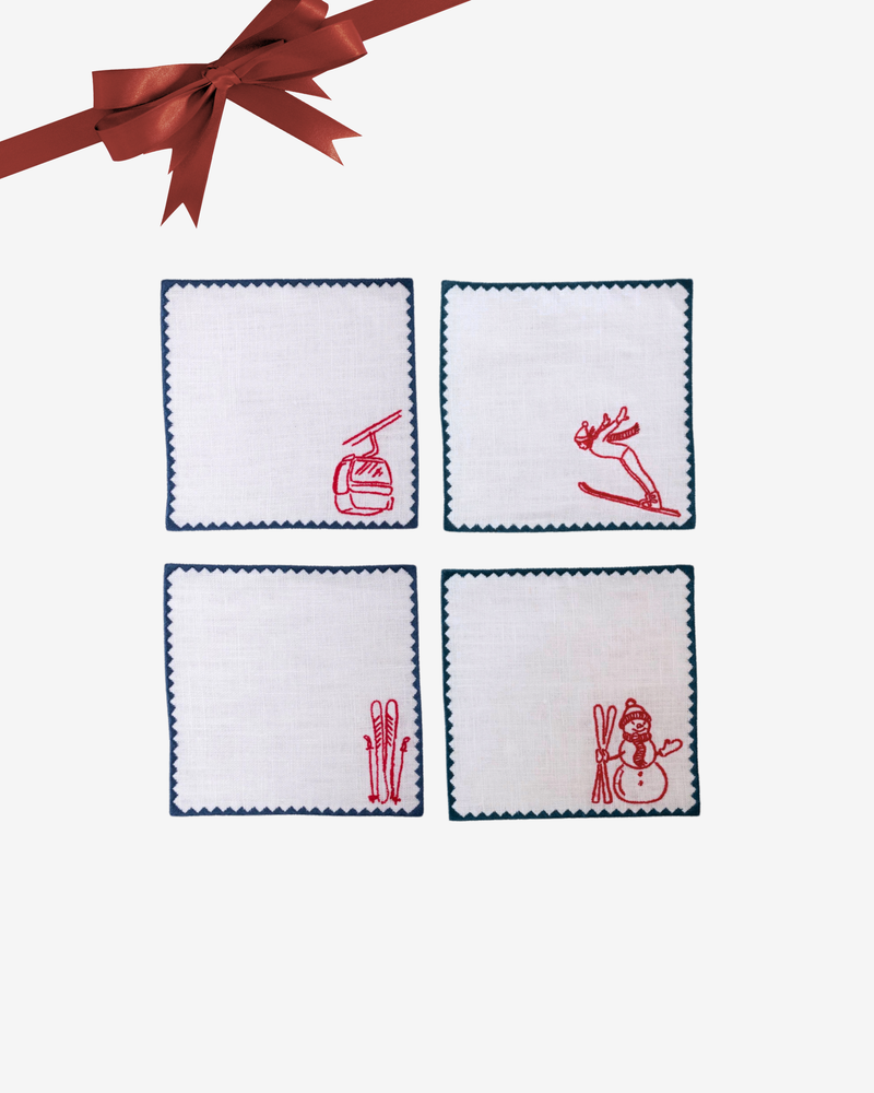 Ski Collection Cocktail Napkins – Set of 4