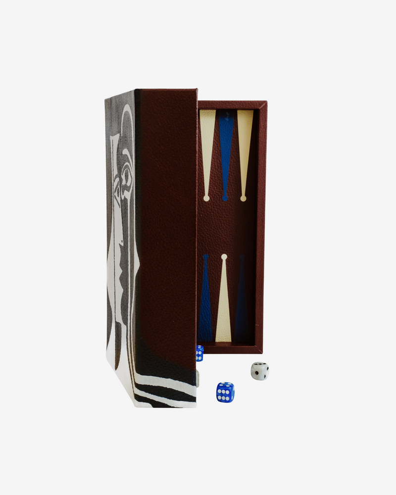 Hand-Painted Leather Booklet Backgammon