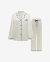 Little Heart Silk Pajama Set – White