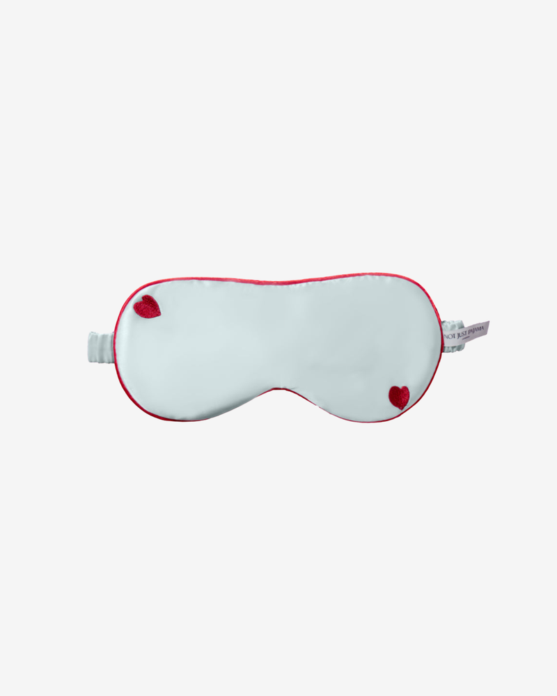 Little Heart Silk Sleeping Eye Mask – Light Blue