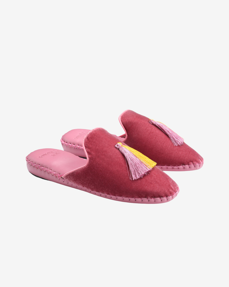 Women Tassel Handmade Velvet Slippers – Pink